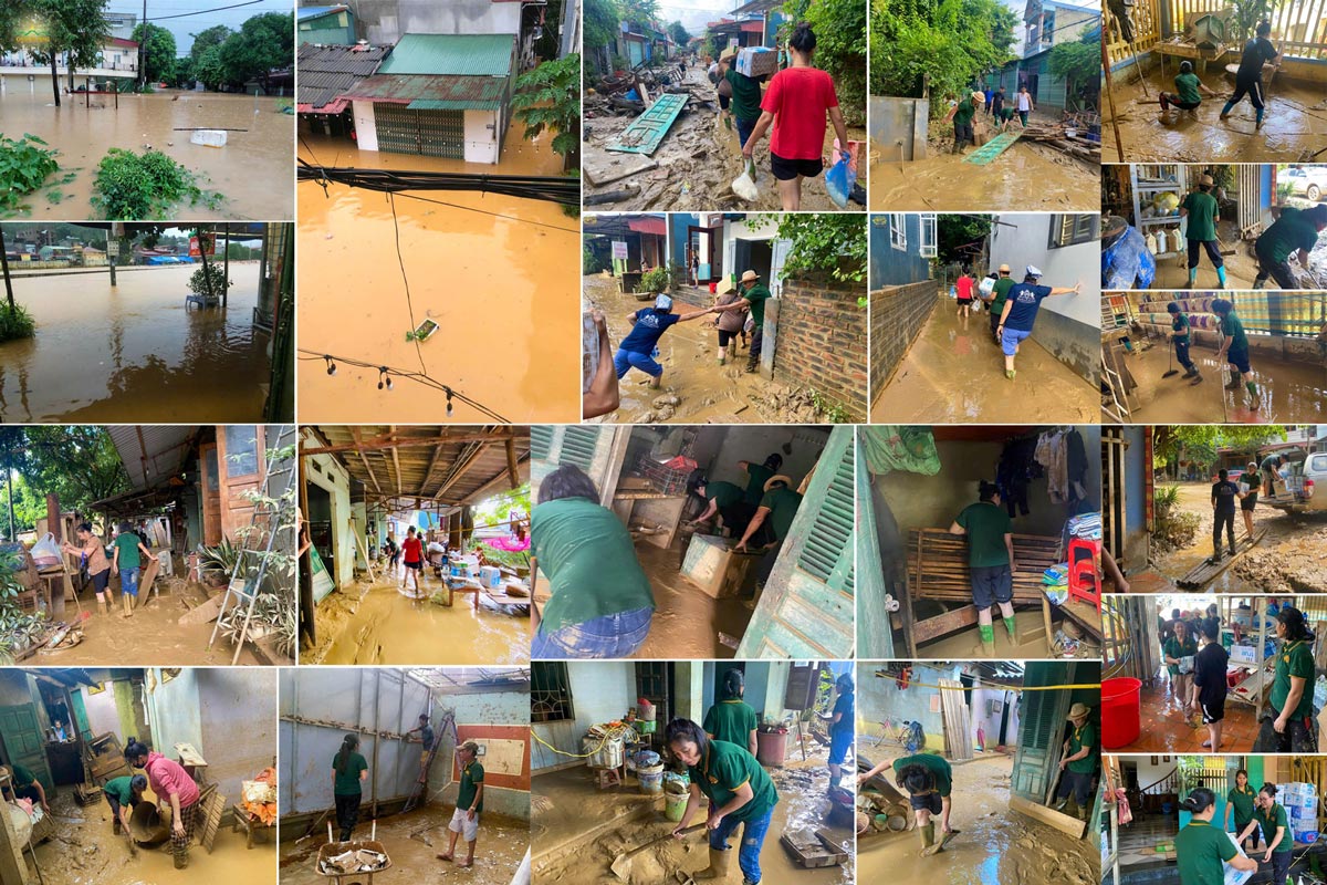 Không quản ngại khó khăn, các Phật tử tại Phú Thọ đã hỗ trợ dọn dẹp những ngôi nhà bị ảnh hưởng sau lũ