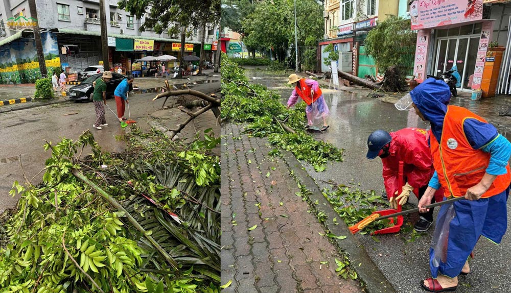 Các Phật tử tham gia vệ sinh môi trường tại Hải Dương.