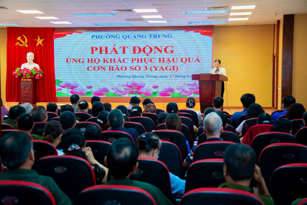 Sáng 17/9/2024, UBND phường Quang Trung phối hợp với Uỷ ban MTTQ phường tổ chức Lễ phát động ủng hộ khắc phục hậu quả cơn bão số 3 (Yagi)