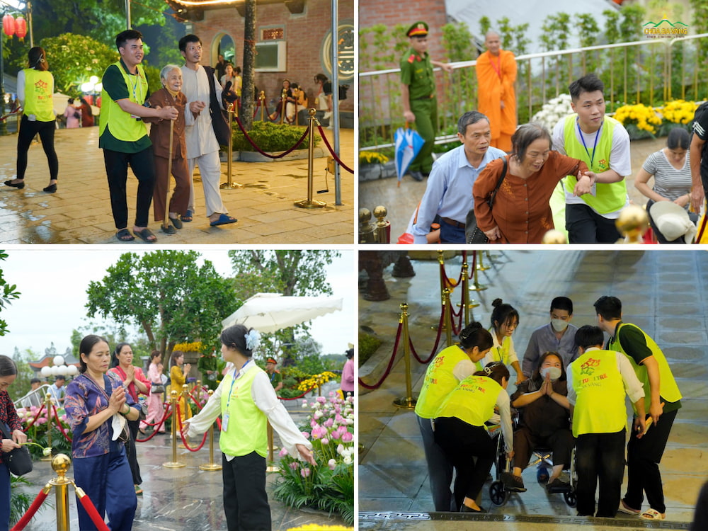 Các bạn trẻ trong CLB Tuổi trẻ Ba Vàng tích cực giúp đỡ, hỗ trợ người dân tới chiêm bái Xá lợi