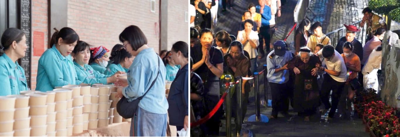 Nhân dân, Phật tử, tình nguyện viên tề tựu về chùa Bái Đính để làm phận sự, tích lũy công đức (nguồn ảnh internet)