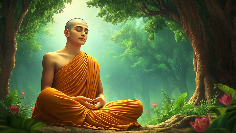 Tôn giả Mục Kiều Liên thiền định, áp dụng đề mục quán mà Đức Phật chỉ dạy (ảnh minh họa)  