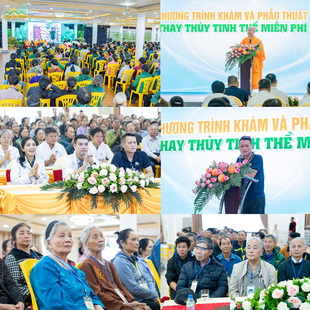Chương trình được tổ chức với sự tham dự của Thầy Thích Trúc Thái Minh, đại diện các y bác sĩ Bệnh viện Mắt Quốc tế cùng đông đảo Phật tử và bà con Nhân dân
