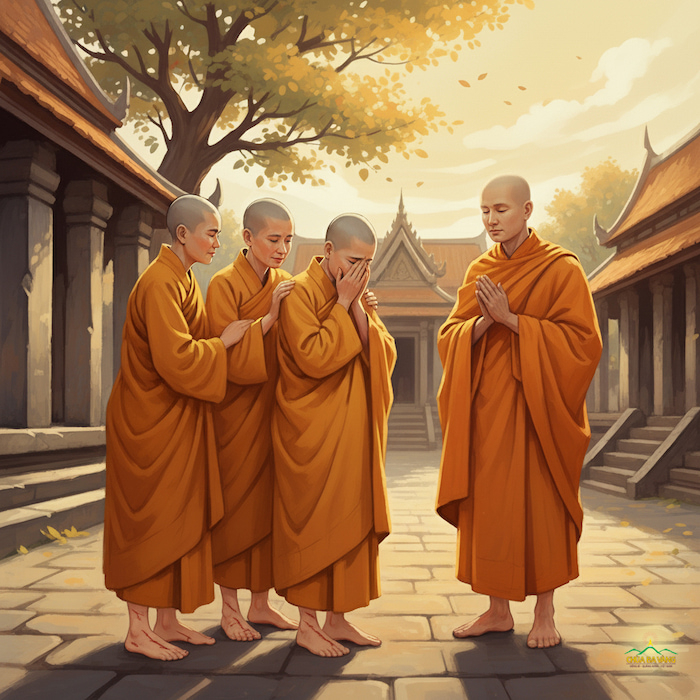 Lệnh bà Kiều Đàm Di buồn rầu và bạch thưa Tôn giả A Nan (ảnh minh họa)