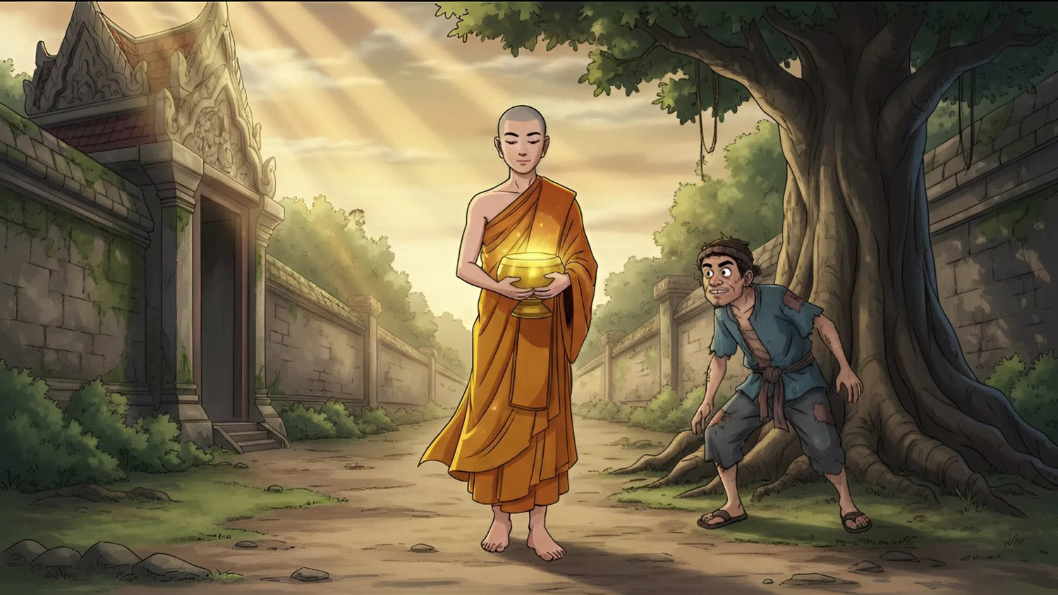 Tên trộm lén lút theo dõi Bồ tát Long Thọ (ảnh minh họa)  