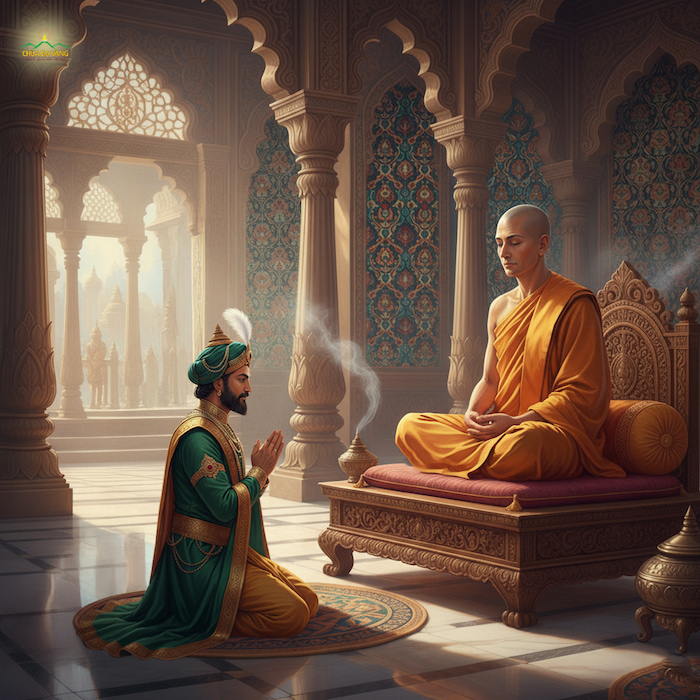 Ngài Na Tiên truyền giới quy y cho đức vua Mi Lan Đà (ảnh minh họa)  