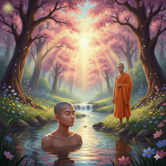 Vị Tỳ-kheo biết được đại nguyện của chú Sa-di sẽ thành tựu (ảnh minh họa)  