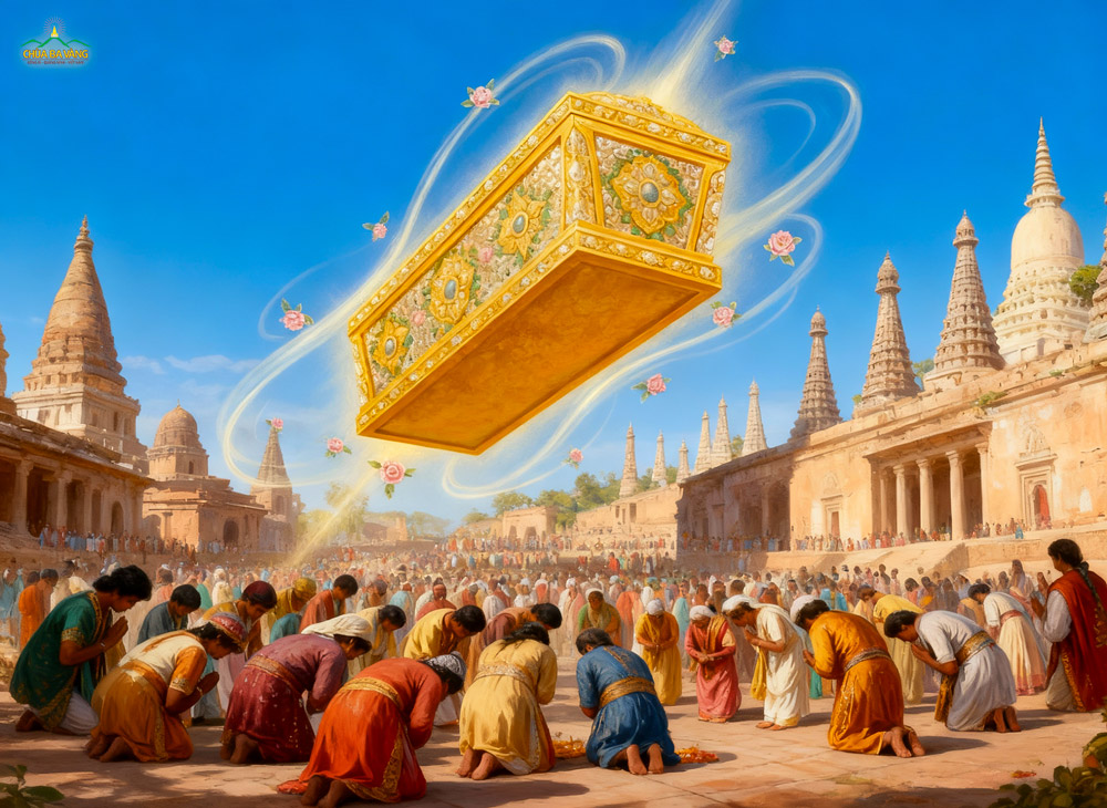 Kim quan của Đức Thế Tôn bay quanh thành Câu Thi Na (ảnh minh họa)