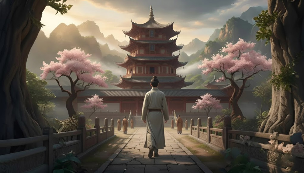 Chàng thanh niên đi đến chùa của Ngài Huyền Trang để xin xuất gia (ảnh minh họa)  