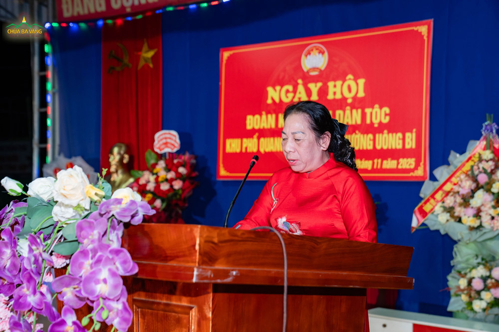 Bà Nguyễn Thị Bình - Trưởng khu phố Quang Trung 5B phát biểu tại chương trình