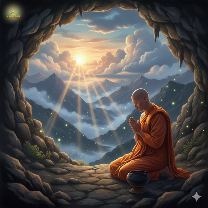 Ngài Na Tiên đảnh lễ hang động Ra Ki Ta lần cuối cùng (ảnh minh họa)