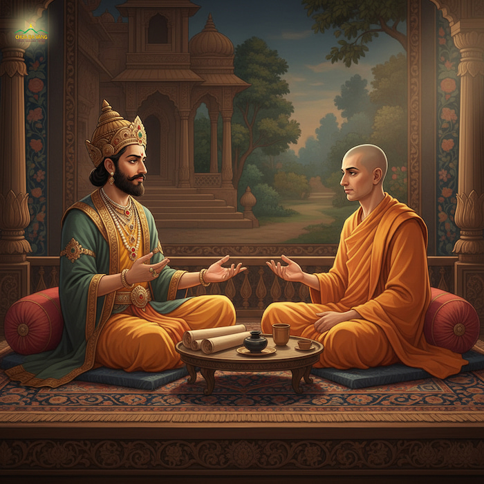 Những câu hỏi sâu rộng, vi tế của vua Mi Lan Đà đều được Ngài Na Tiên sẵn sàng giải đáp rành rẽ, khúc chiết (ảnh minh họa)