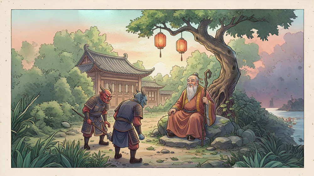 Thổ địa bày cách cho quỷ để khiến Thiền sư Kim Bích Phong xuất định (ảnh minh họa)  