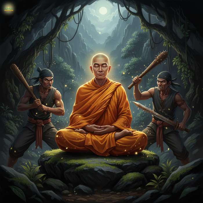 Thánh Tăng Mục Kiều Liên bị bọn cướp đánh chết (ảnh minh họa)