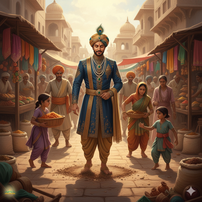 Magha đến chỗ buôn bán của thị tứ và lấy chân gạt sạch bụi đất để có chỗ đứng thoải mái (ảnh minh họa)