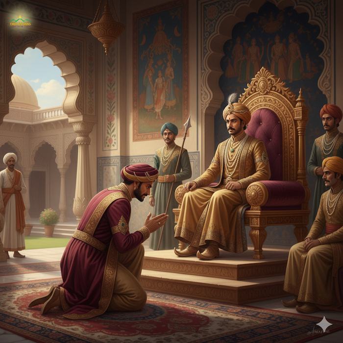 Thôn trưởng tức giận bèn tâu dối đức vua nhóm bạn Magha là cướp (ảnh minh họa)