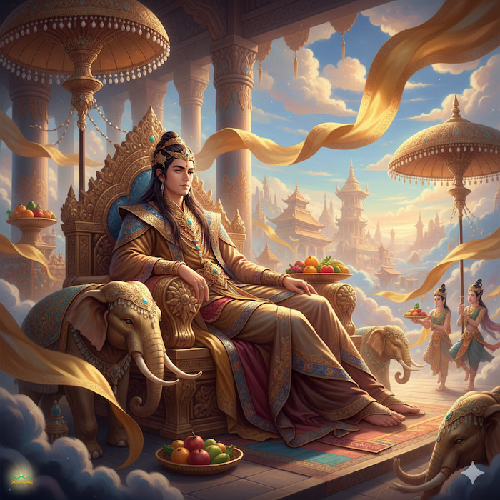 Vua trời Ngọc Hoàng Đế Thích thụ hưởng lạc thú sung mãn trên cõi trời (ảnh minh họa)  