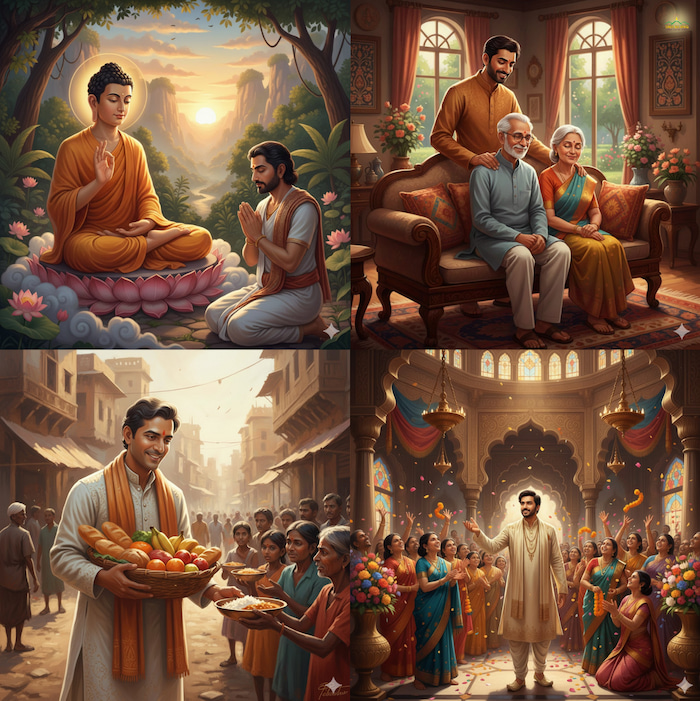 Trong tiền kiếp, Đế Thích từng là người tạo lập nhiều công đức thiện (ảnh minh họa)