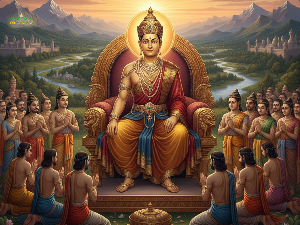 Vị vua Chuyển Luân Thánh Vương có ba mươi hai tướng tốt, gần tương đồng với Đức Phật Thích Ca (ảnh minh họa)
