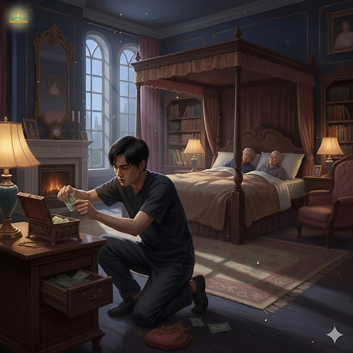 Gieo nhân trộm cắp tiền bạc bố mẹ khiến chúng sinh chịu quả báo nghèo khổ (ảnh minh họa)