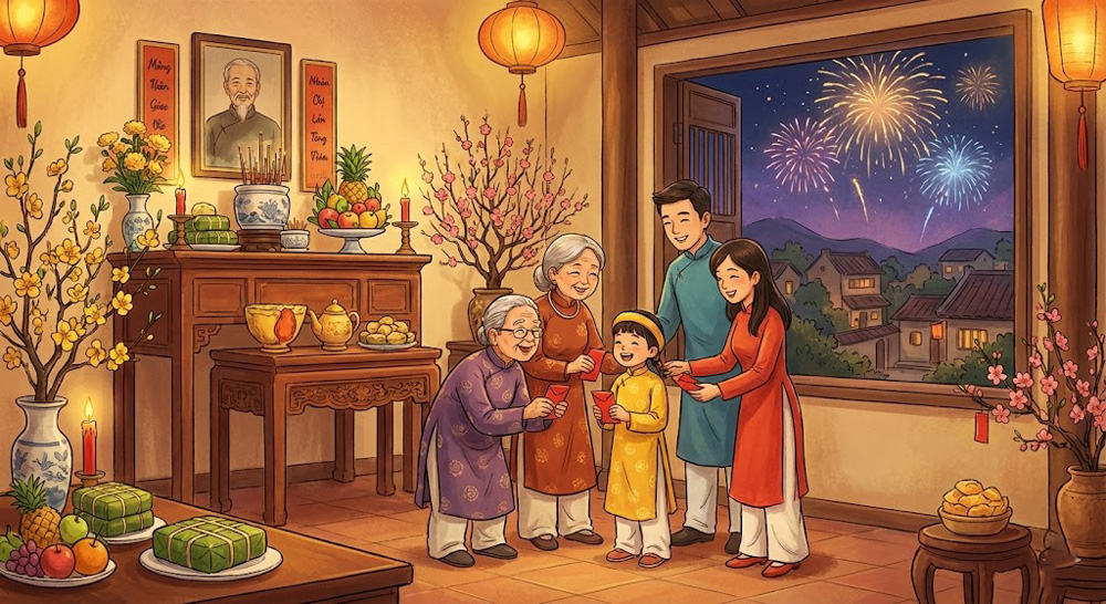 Giao thừa là thời điểm mọi người sum họp bên gia đình (ảnh minh họa)