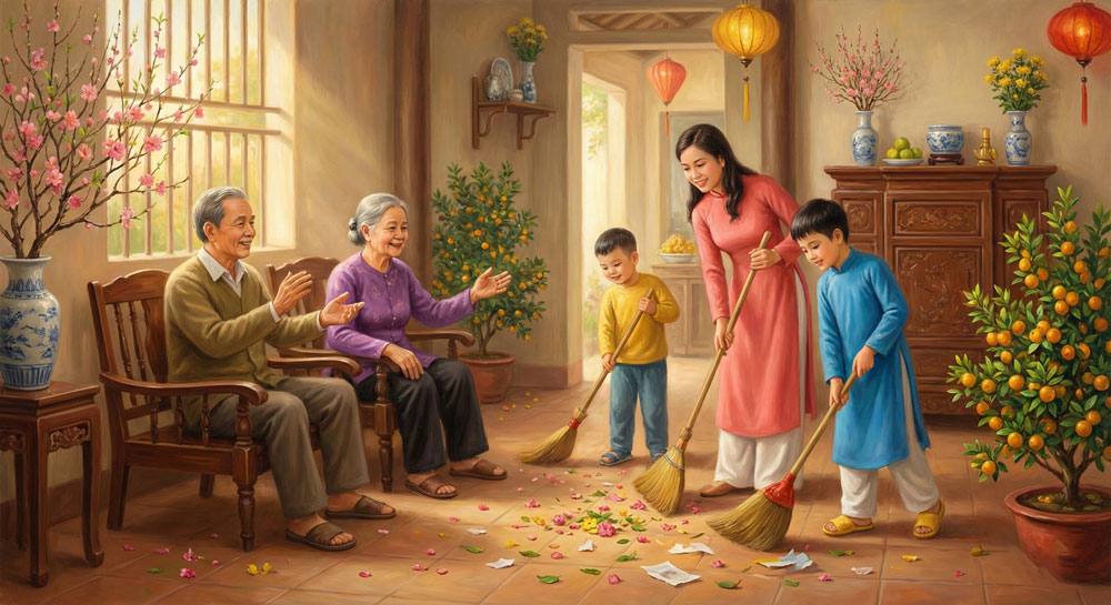 Không nên kiêng quét nhà vào đầu năm (ảnh minh họa)  