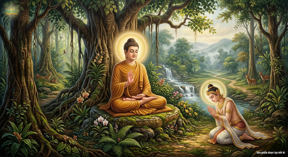 Phạm Thiên cầu thỉnh Đức Phật thuyết Pháp (ảnh minh họa)