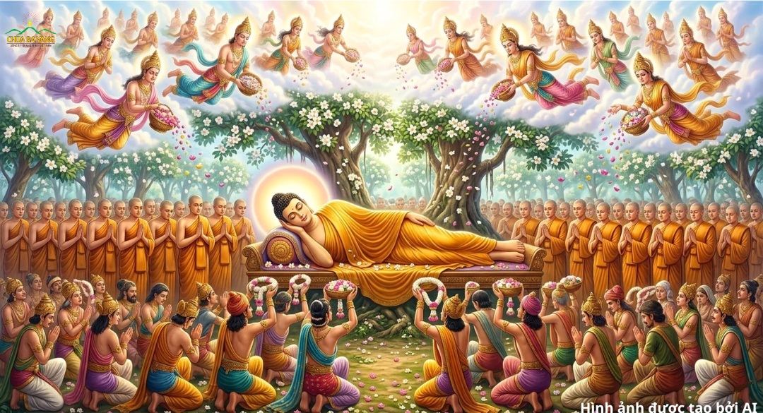 Trời người dằn bớt lo buồn, sắm sửa vô số hương hoa, phan lọng tốt đẹp cúng dường Như Lai (ảnh minh họa)  