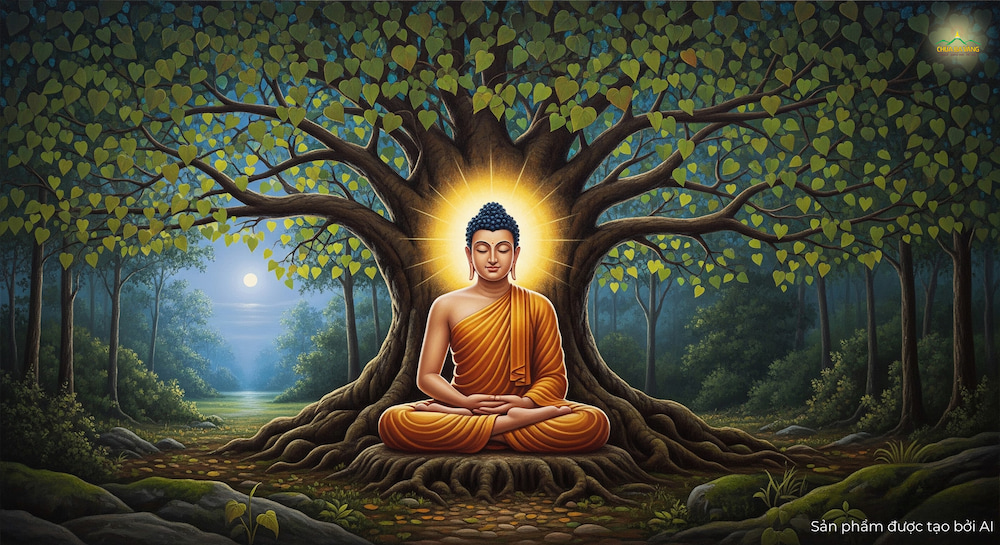 Thái tử Tất Đạt Đạt Đa chứng đắc Phật quả dưới cội Bồ đề (ảnh minh họa)