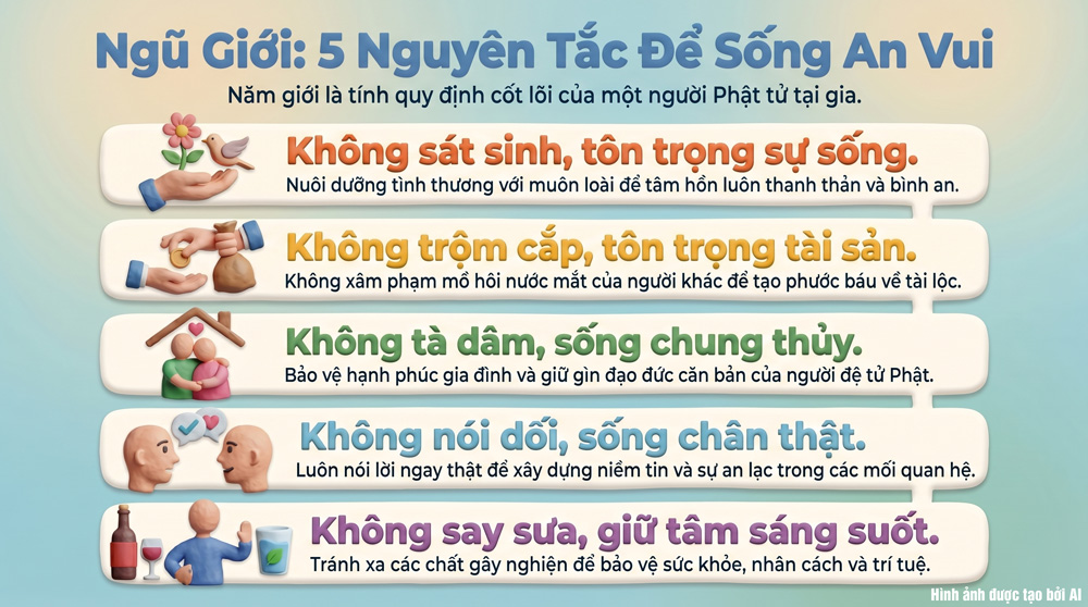 Phải chân thật phát nguyện giữ gìn năm giới của người Phật tử tại gia