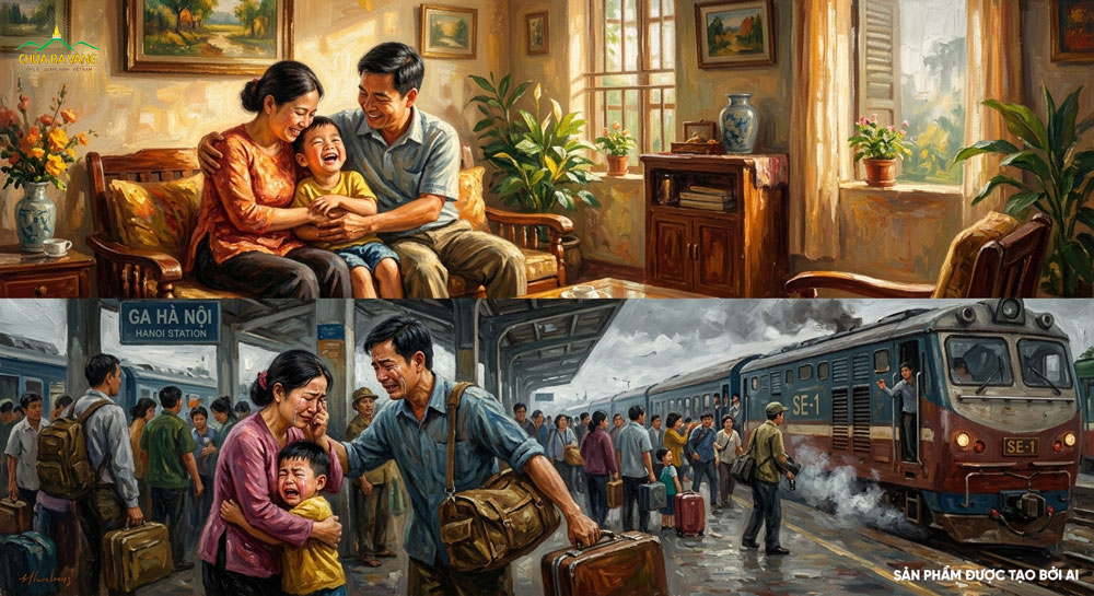 Gia đình đang sum vầy nhưng phải chia xa là một ví dụ của vô thường (ảnh minh họa)