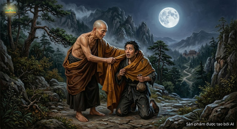 Vị thiền sư khoác chiếc áo mình đang mặc lên tên trộm (ảnh minh hoạ)