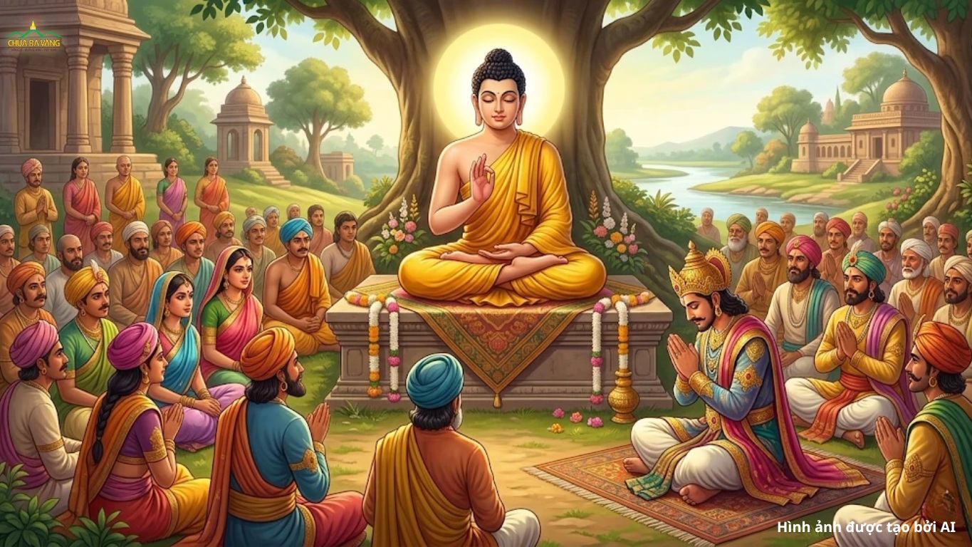Đức Phật kể chuyện tiền thân Ngài cũng từng bị hãm hại bởi lòng đố kỵ và ganh ghét cho vua Ba-tư-nặc và đại chúng (ảnh minh họa)