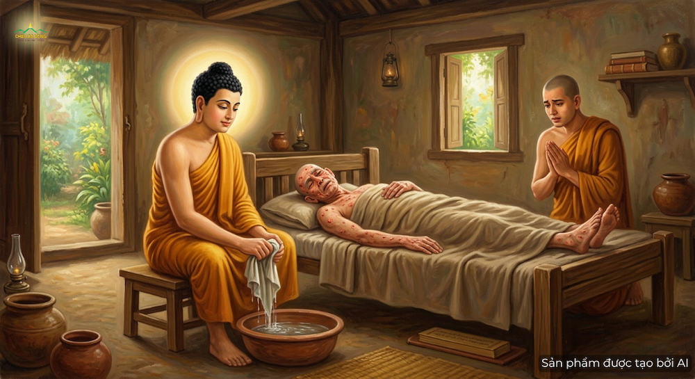 Đức Phật ân cần chăm sóc cho Tỳ-kheo Tissa (ảnh minh hoạ)