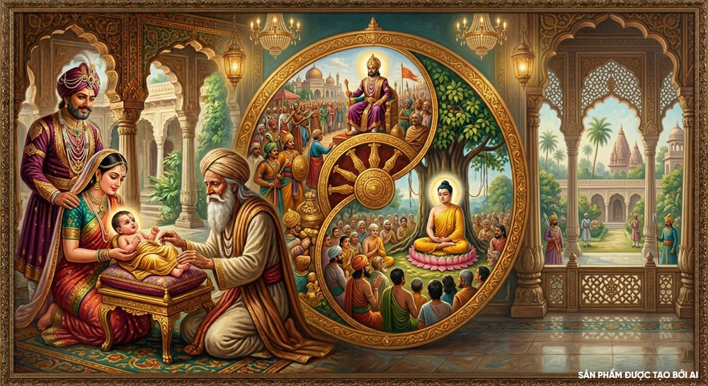 Đạo sĩ A Tư Đà xem tướng cho Thái tử và đưa ra lời tiên tri về cuộc đời của Ngài (ảnh minh họa)  