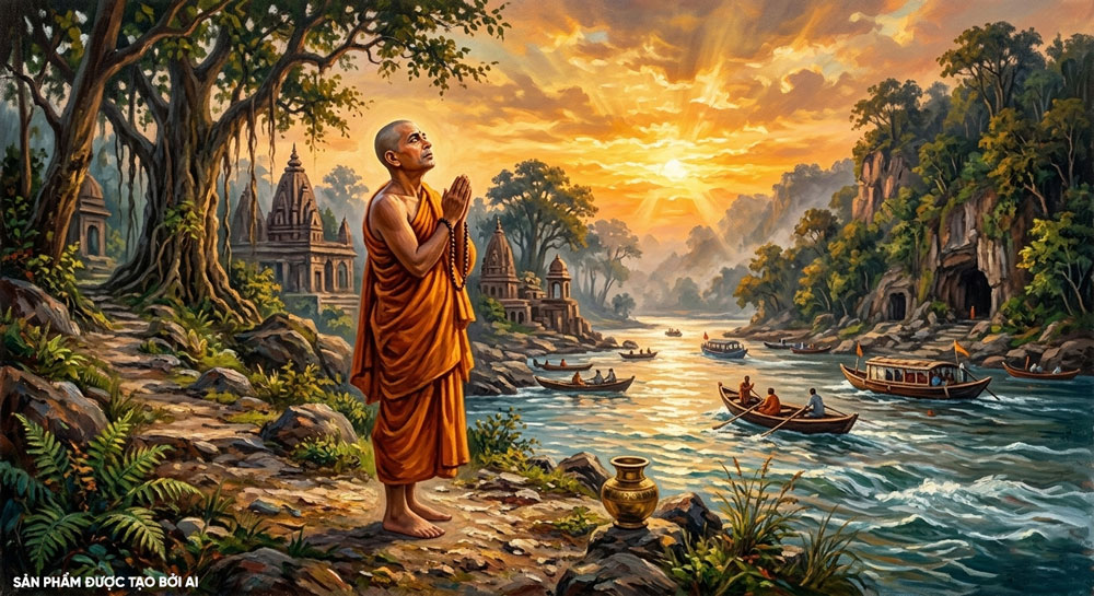 Vị Tỳ kheo chắp tay phát lời thề nguyện dũng mãnh (ảnh minh họa)  