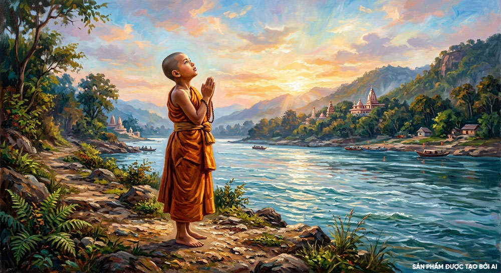 Chú Sa di chắp tay lên hư không phát lời thề nguyện (ảnh minh họa)  