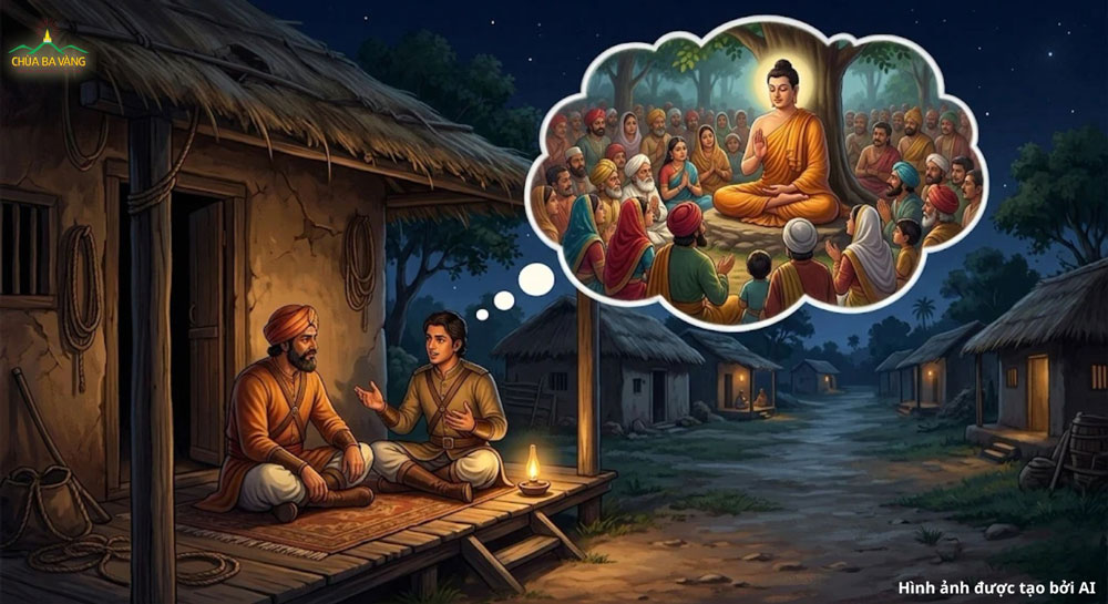 Hai vị quan giữ ngựa của vua Ba-tư-nặc cùng đàm luận về chính Pháp đến quá nửa đêm (ảnh minh họa)