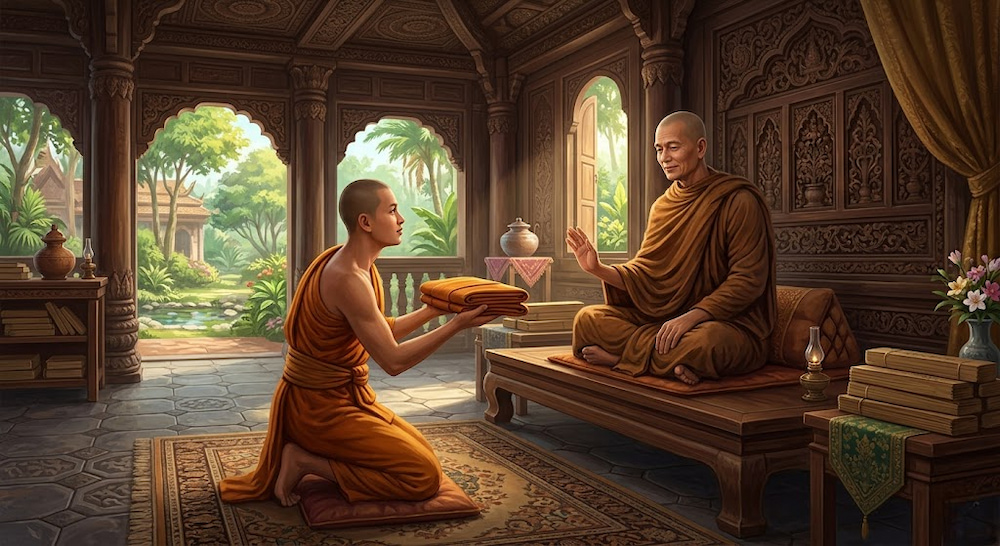 Trưởng lão Tăng Hộ từ chối bộ y do Ngài Tăng Hộ cháu dâng cúng (ảnh minh hoạ)