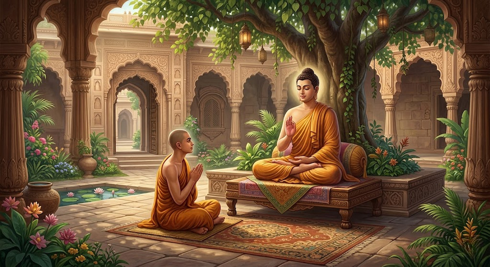 Đức Phật chỉ dạy cho Tỳ-kheo Tăng Hộ cháu (ảnh minh hoạ)