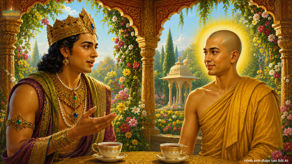 Vua Mi-lan-đà thắc mắc với Đại đức Na-tiên về sự cao quý của Đức Phật (ảnh minh họa)