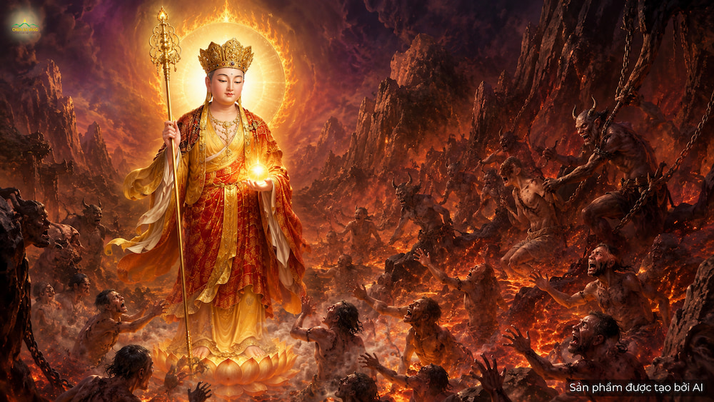 Ngài Địa Tạng Vương Bồ Tát phát nguyện sẽ thành Phật sau cùng, chỉ khi tất cả chúng sinh đều đã thành Phật (ảnh minh họa)