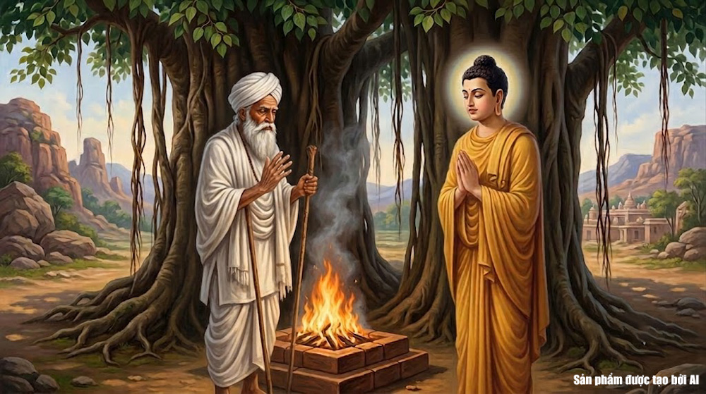 Phong thái tuấn tú, đạo mạo cùng oai nghi của Đức Phật đã thu hút sự chú ý của người anh cả Ưu Lâu Tần Loa Ca Diếp (ảnh minh họa)