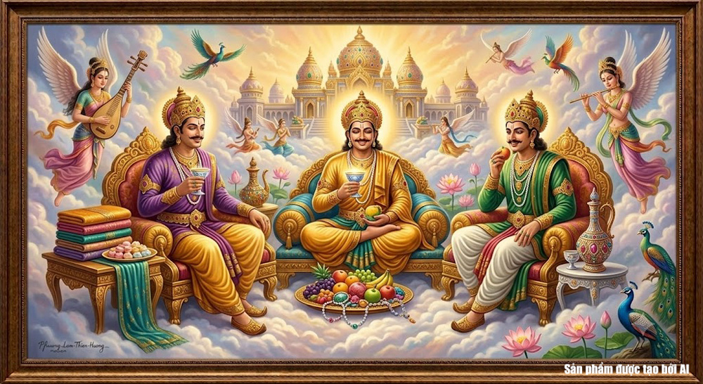 Suốt 92 đại kiếp, ba vị hoàng tử hưởng phước từ cõi trời này sang cõi trời khác (ảnh minh họa)