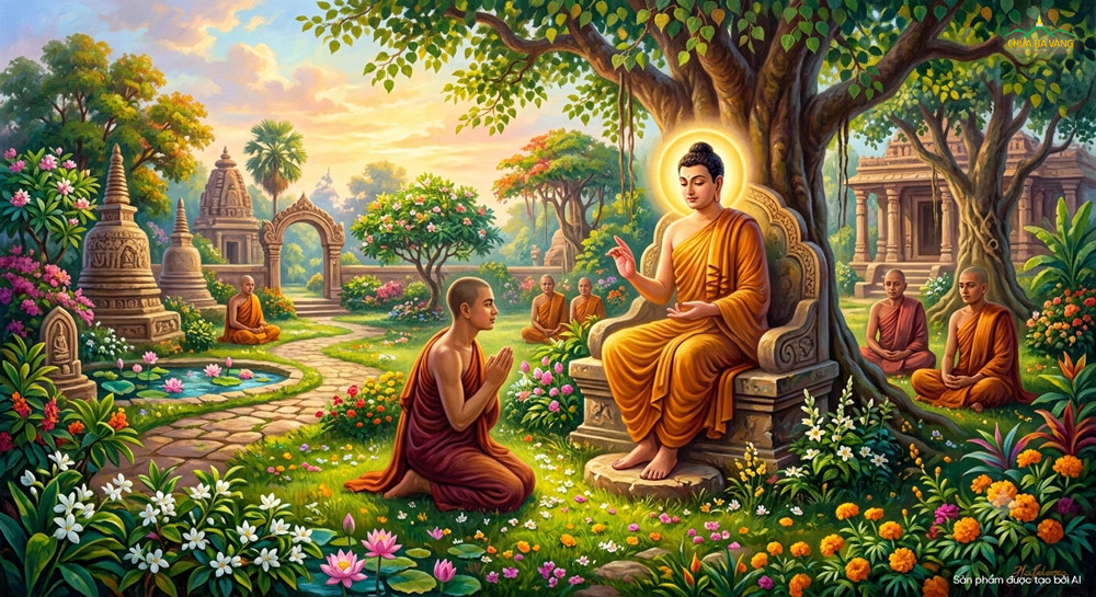 Đức Phật từ bi chỉ dạy cho Tỳ kheo Tissa (ảnh minh họa)