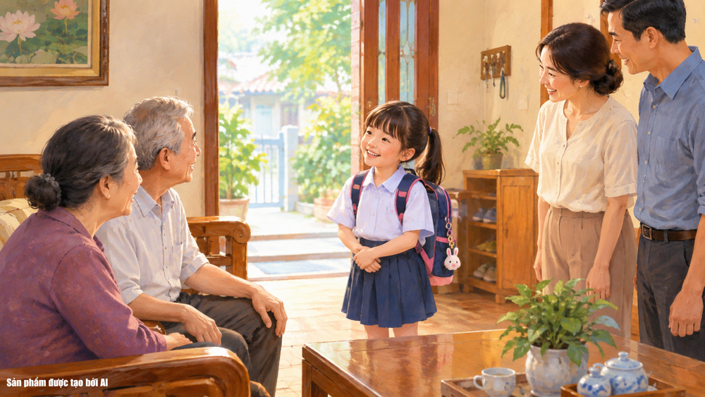 Sự cung kính thể hiện qua việc giáo dục nếp sống hàng ngày cho trẻ (ảnh minh họa)