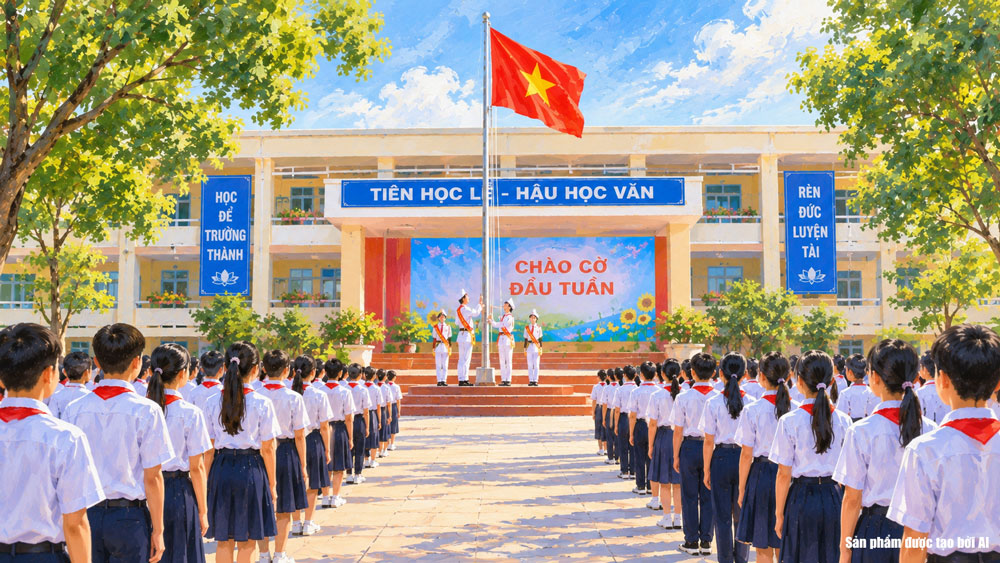 Nghi thức chào cờ đầu tuần cũng chính là cách giúp thành tựu được đức tính cung kính (ảnh minh họa)