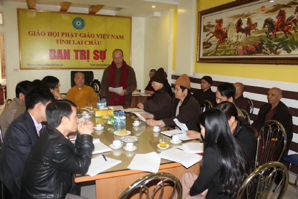 Buổi họp được tổ chức tại văn phòng trụ sở Ban Trị Sự GHPGVN tỉnh Lai Châu.