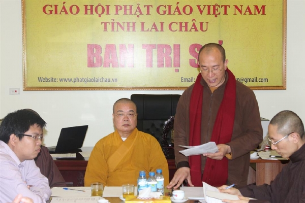 Thầy trụ trì Thích Trúc Thái Minh tham dự buổi họp bàn chuẩn bị cho buổi lễ ra mắt Ban Trị Sự GHPGVN tỉnh Lai Châu.