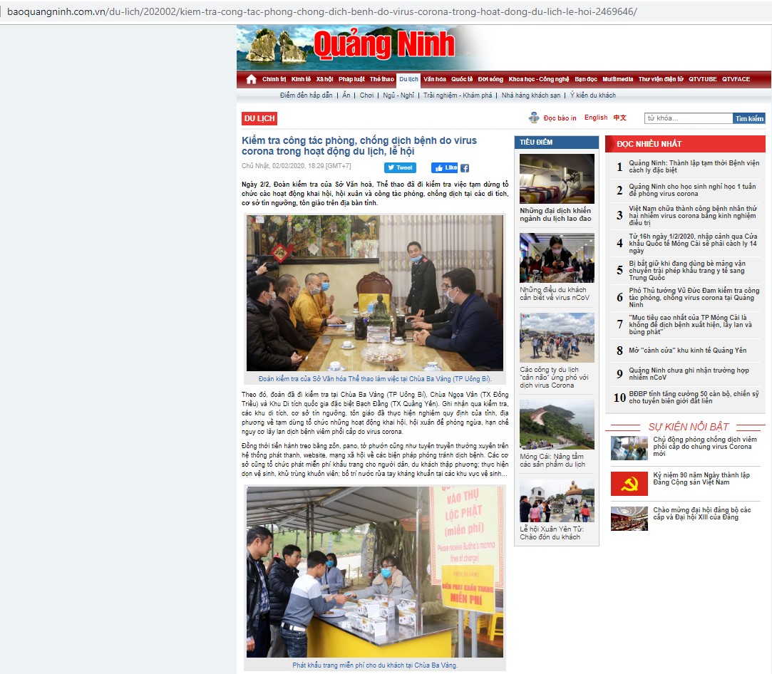 Hình ảnh Chùa Ba Vàng phát khẩu trang miễn phí trên Báo Quảng Ninh